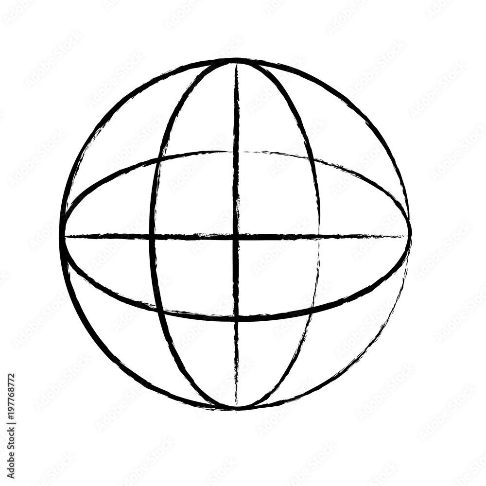 sketch of global sphere icon over white background, vector illustration