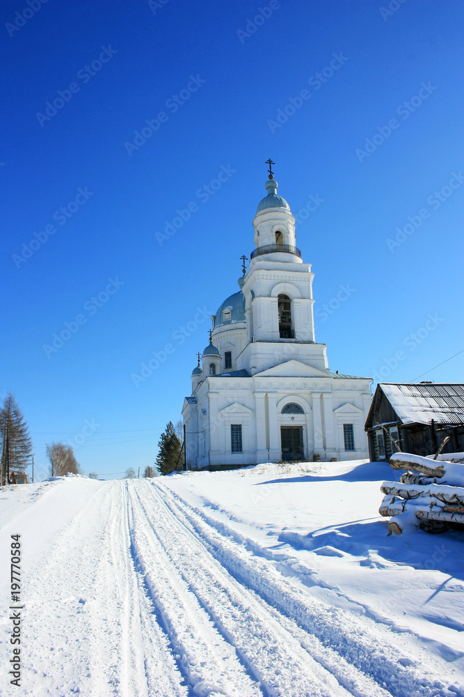 Christian church in the snow Christian church in the snow