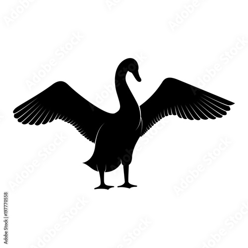 Vector image of a silhouette of a bird swan