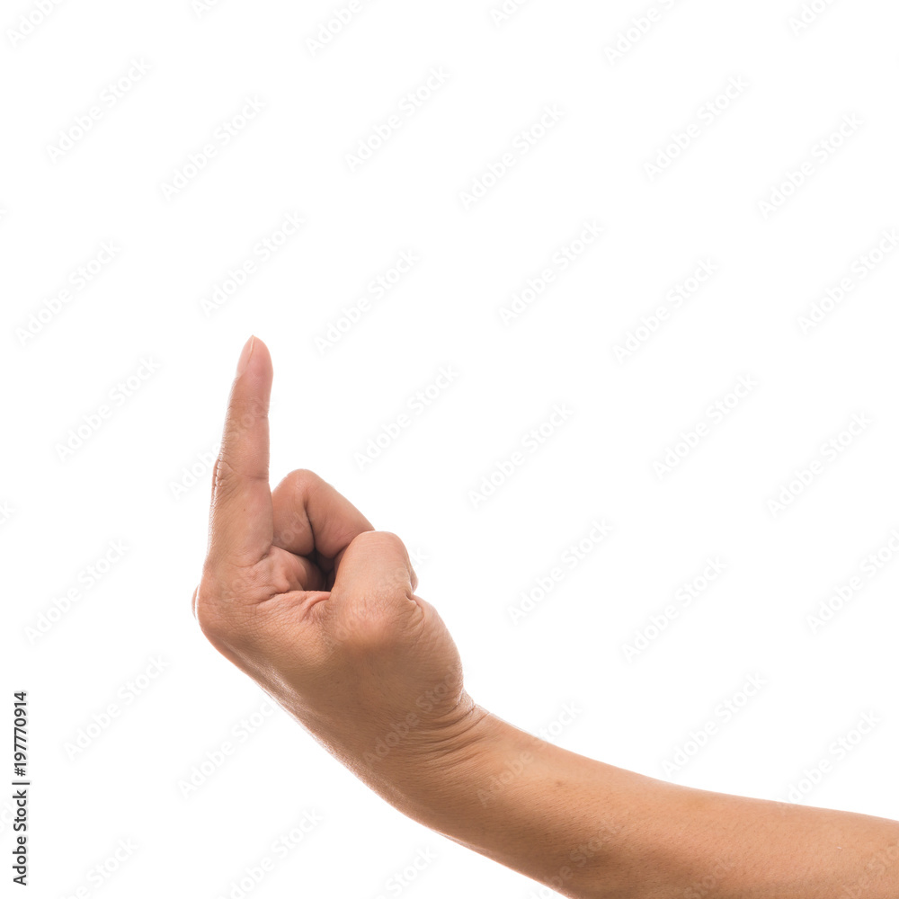 Men hand showing the multi action over white background, include clipping path
