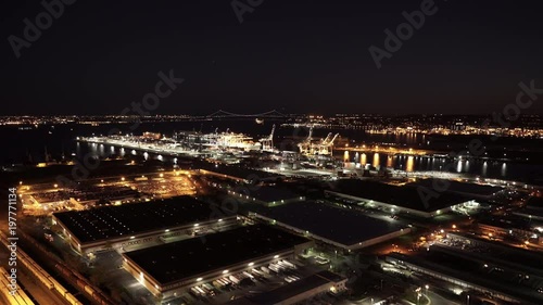 Wallpaper Mural Jersey City New Jersey Global Terminal Shipping Port at night Torontodigital.ca