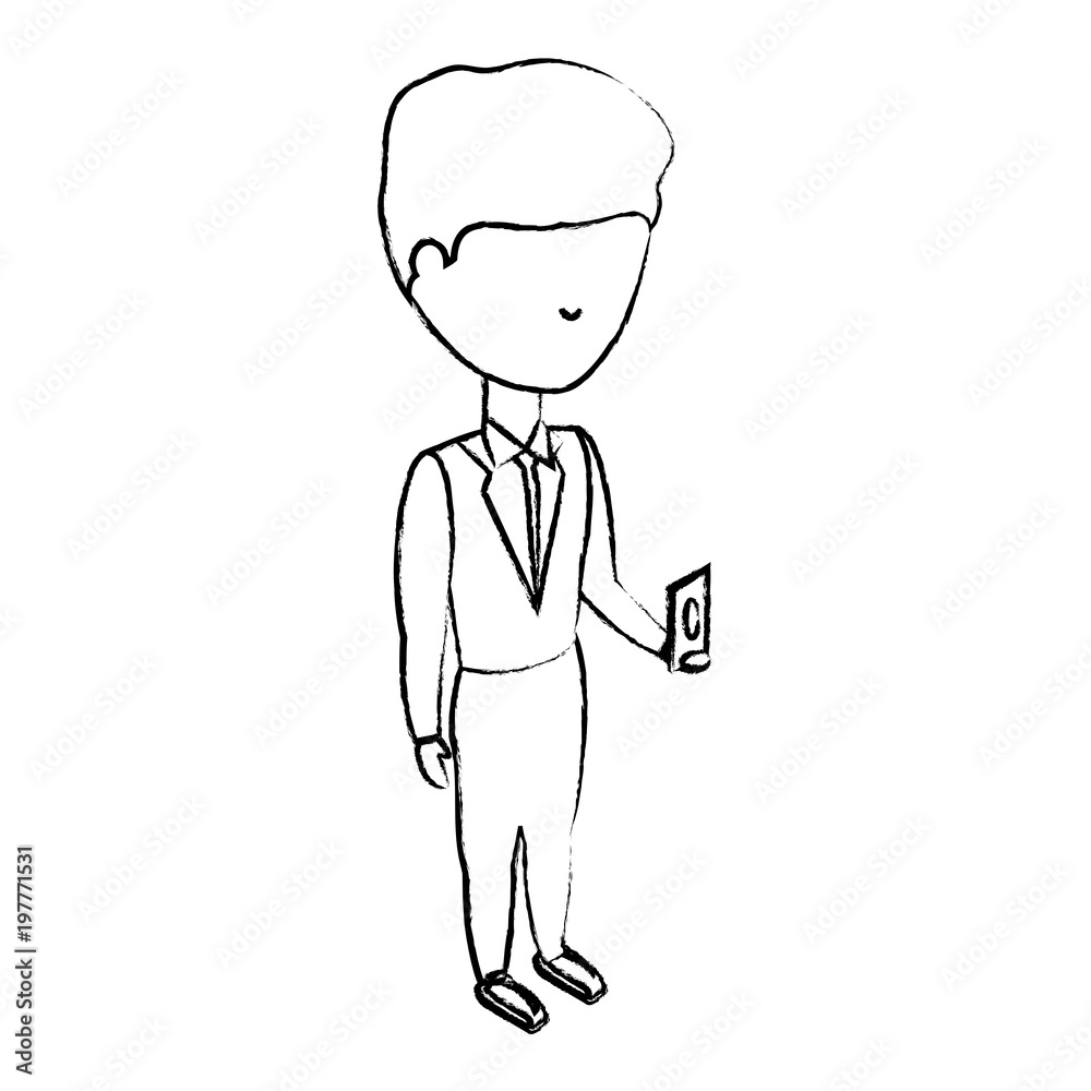sketch of avatar businessman standing and talking on cellphone over white background, vector illustration sketch of avatar businessman standing and talking on cellphone over white background, vector illustration