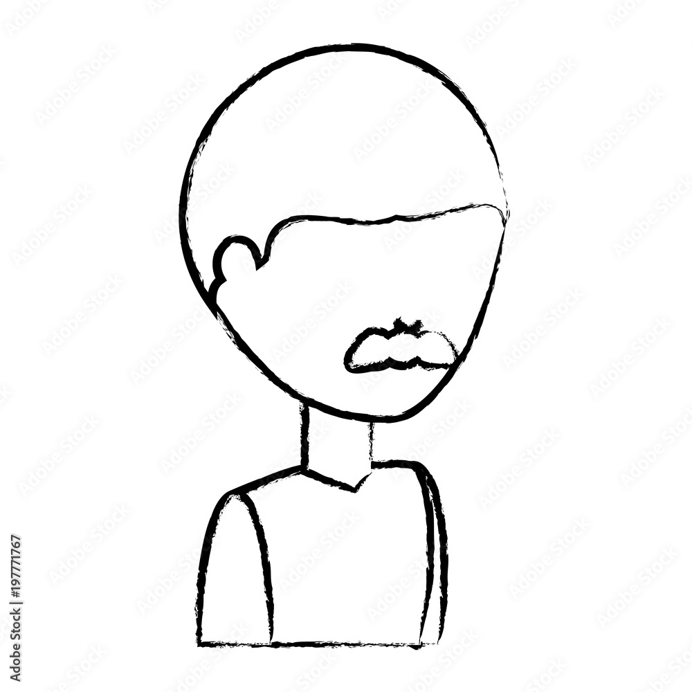 sketch of avatar man with mustache icon over white background vector illustration