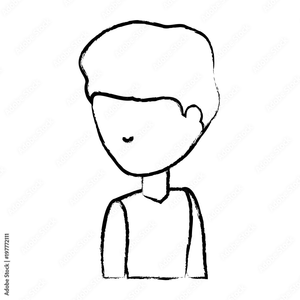 sketch of avatar young man icon over white background vector illustration