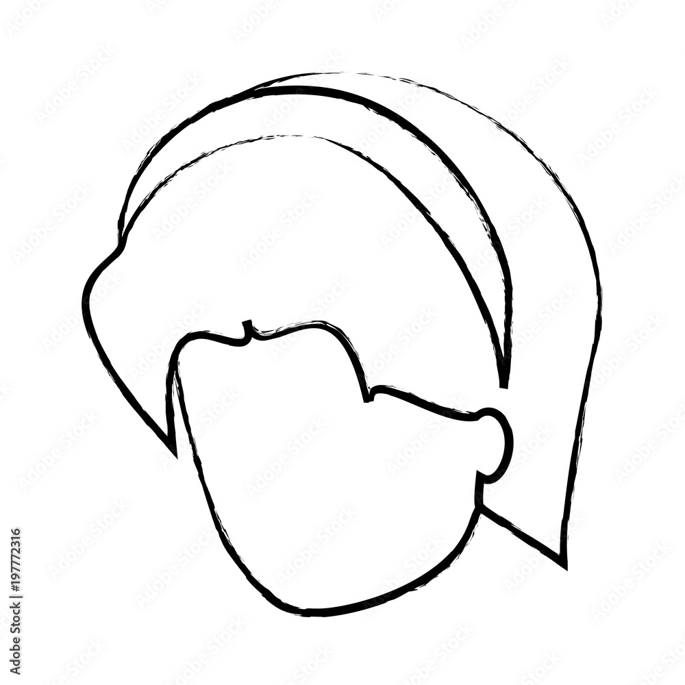 avatar woman face with headband over white background, vector illustration