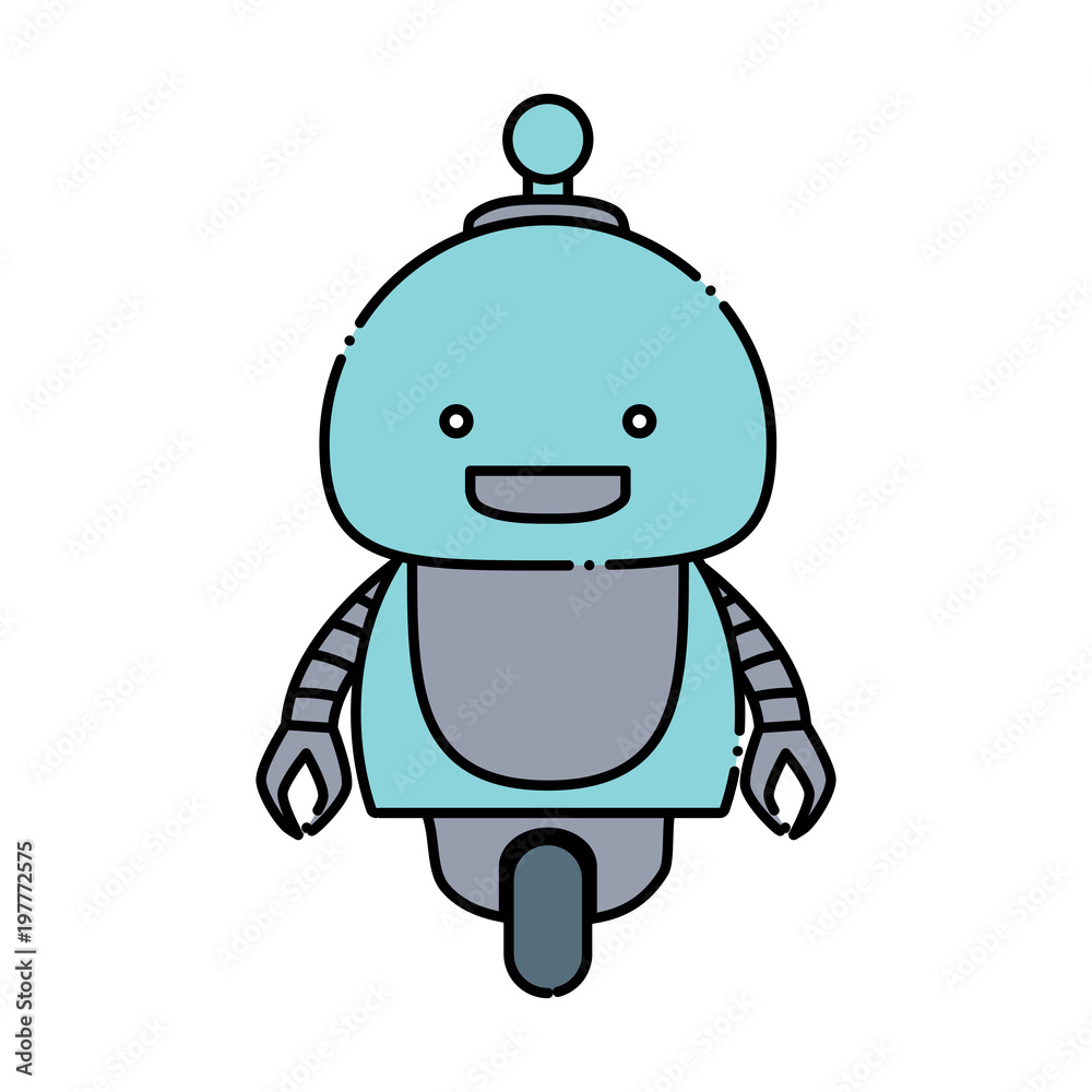 Cartoon little robot icon over white background, colorful design. vector illustration Cartoon little robot icon over white background, colorful design. vector illustration