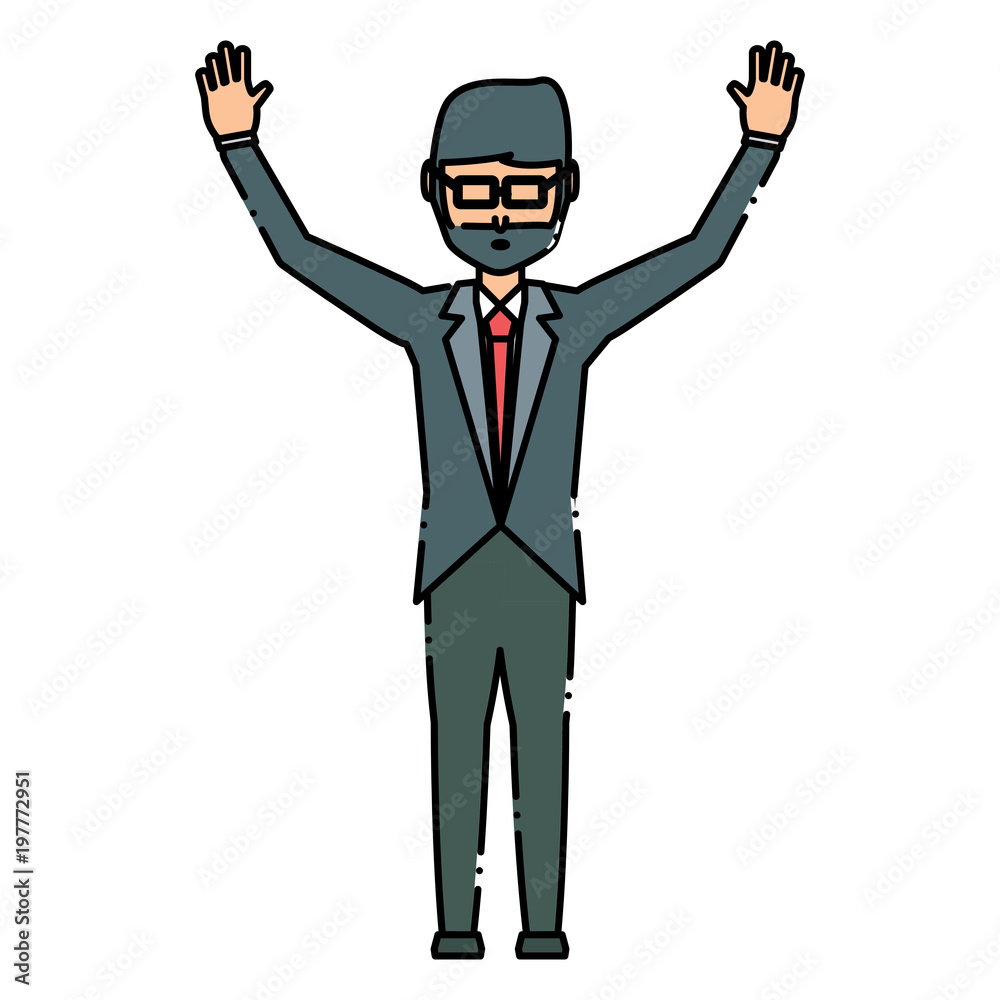 avatar businessman standing with arms up over white background, colorful design. vector illustration avatar businessman standing with arms up over white background, colorful design. vector illustration