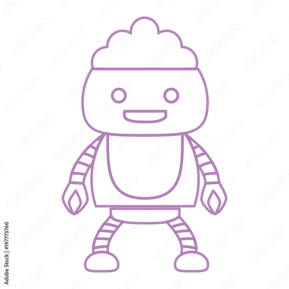 Fototapeta premium Cartoon robot showing the brain over white background, line design. vector illustration