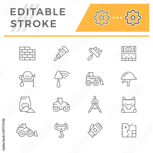 Set line icons of constructing industry