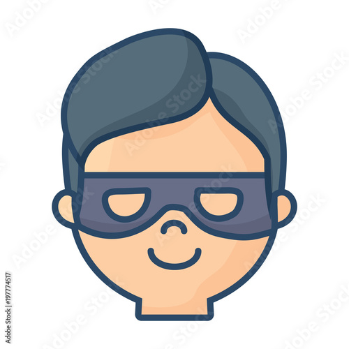 cartoon thief face icon over white background, colorful design. vector illustration