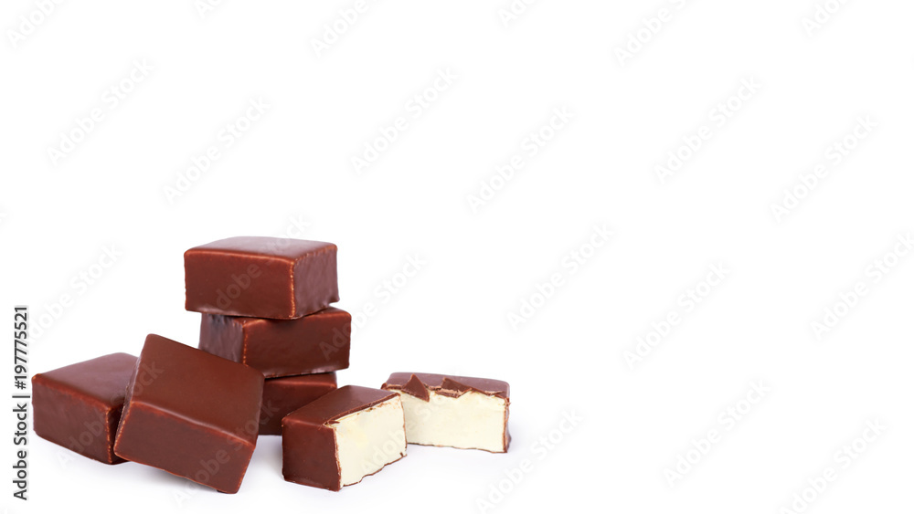 gourmet Chocolate bar isolated on white background. copy space, template