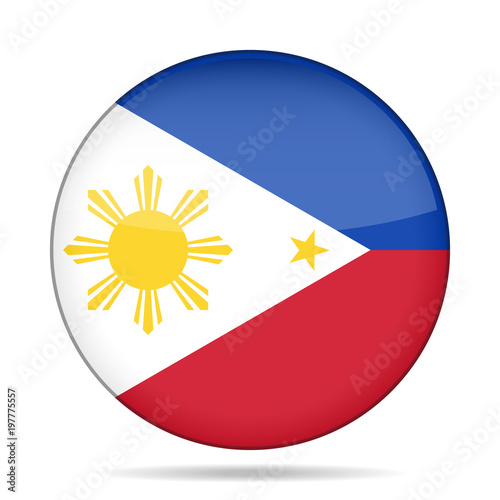 Flag of Philippines. Shiny round button.