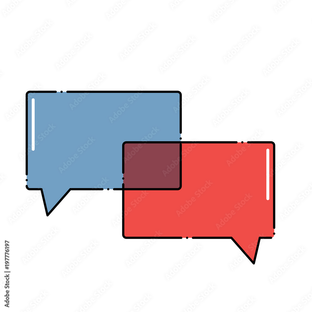 Fototapeta premium chat design with speech square bubbles icon over white background, colorful design. vector illustration