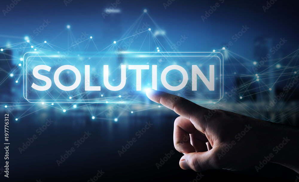 Businessman using solution digital text 3D rendering Businessman using solution digital text 3D rendering