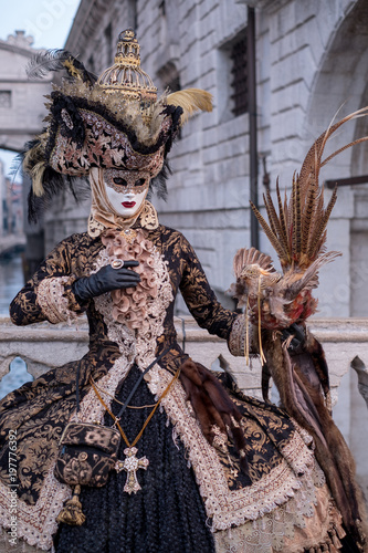 Mujer En Máscara Y Traje Con El Birdcage, Puente De Suspiros En El Fondo,  Durante El Carnaval De Venecia Foto de archivo editorial - Imagen de  decorativo, belleza: 113926858