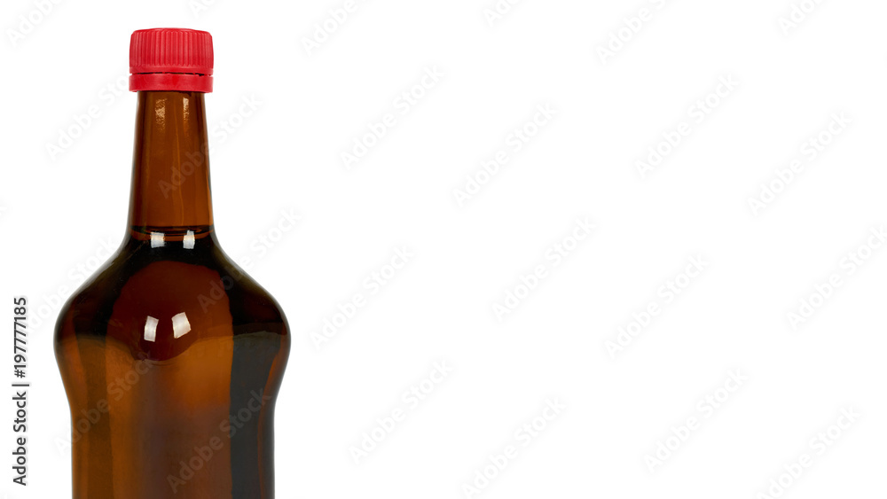 Glass bottle with soy sauce isolated on white background. Asian food. copy space, template Glass bottle with soy sauce isolated on white background. Asian food. copy space, template