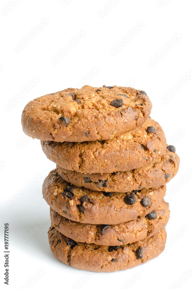 Cookies with chocolate on a white background, isolate. Cookies with chocolate on a white background, isolate.