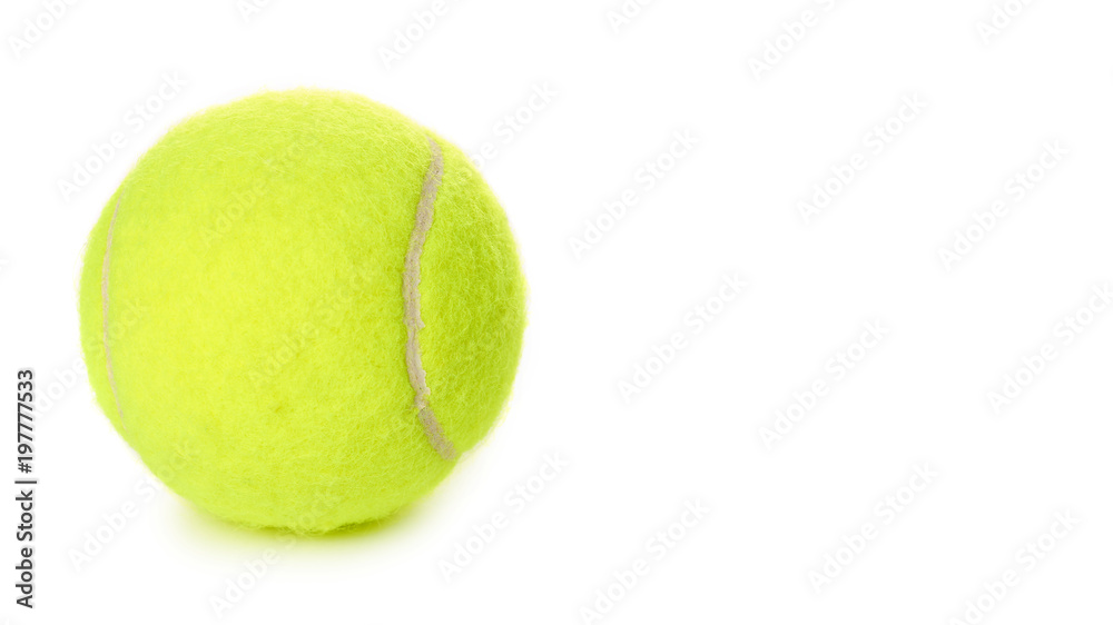 Single tennis ball isolated on white background. copy space, template
