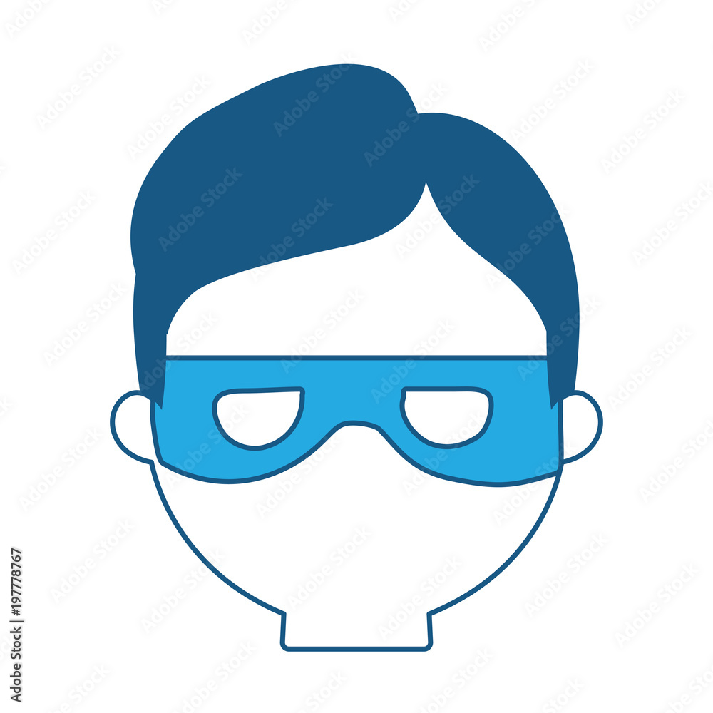 cartoon thief face icon over white background, blue shading design. vector illustration cartoon thief face icon over white background, blue shading design. vector illustration