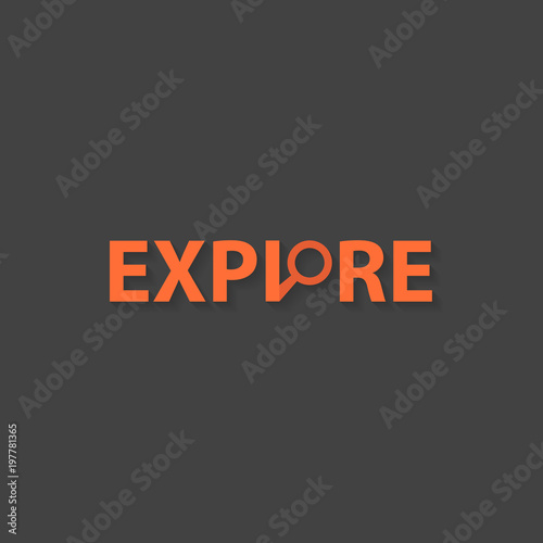 Explore logo design vector template. Explore text with magnifier