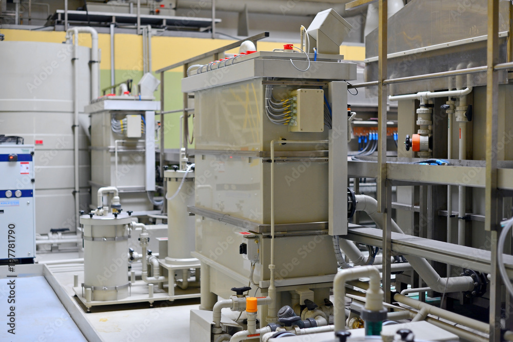 The shop for the production and processing of hydraulic equipment from plastic pipes under pressure at the oil station. The shop for the production and processing of hydraulic equipment from plastic pipes under pressure at the oil station.