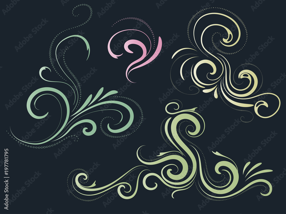 Abstract background with curls. Card. Vector