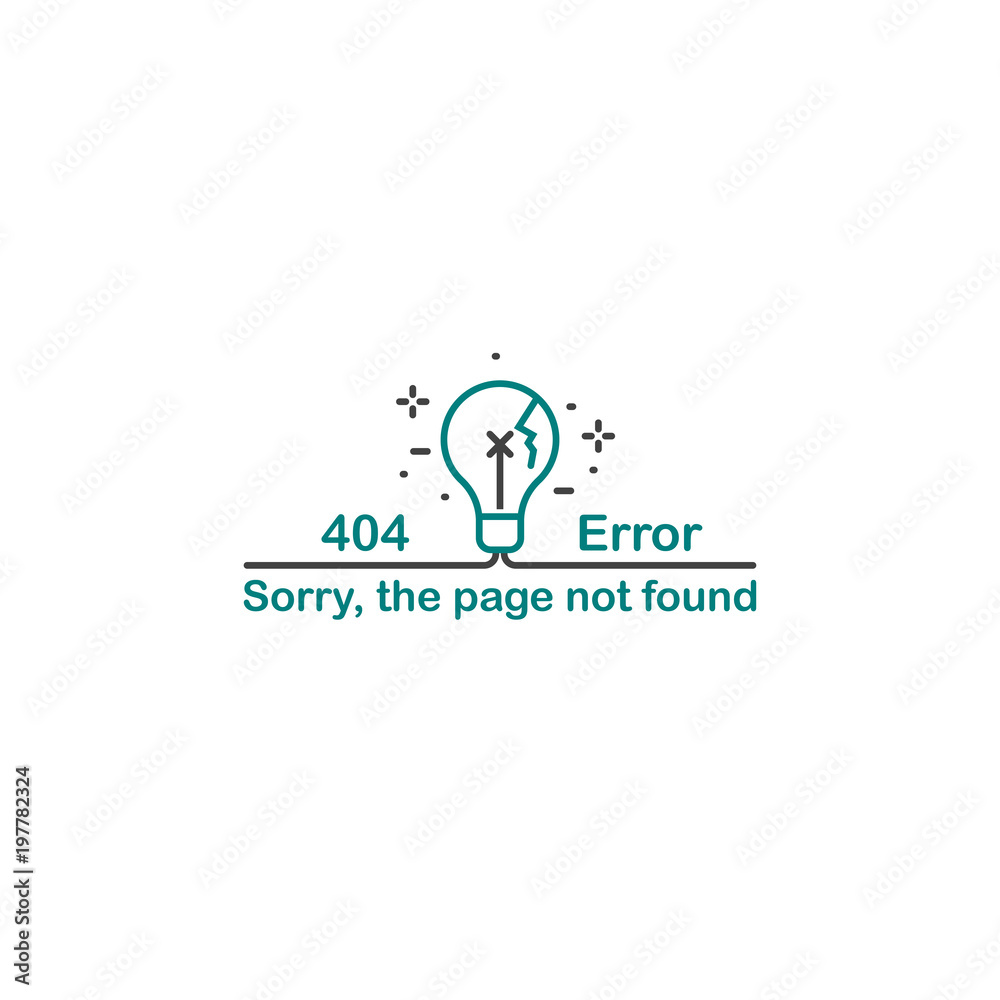 Vector illustration of error 404 page not found concept wilth lightbulb Vector illustration of error 404 page not found concept wilth lightbulb