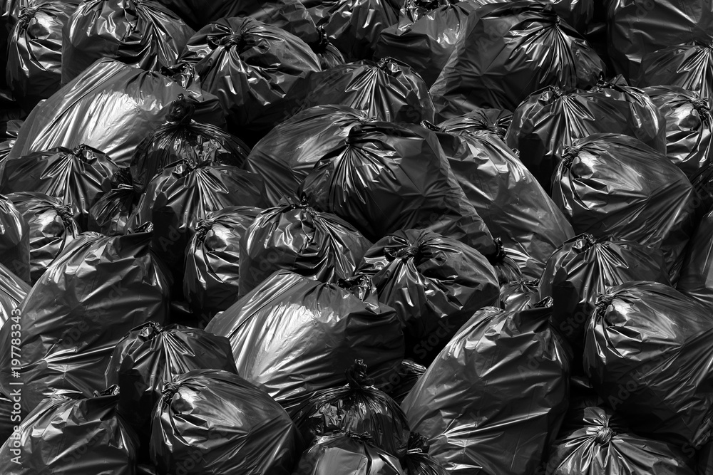 Background garbage bag black bin, Garbage dump, Bin,Trash, Garbage, Rubbish,  Plastic Bags pile junk garbage Trash texture Stock Photo | Adobe Stock