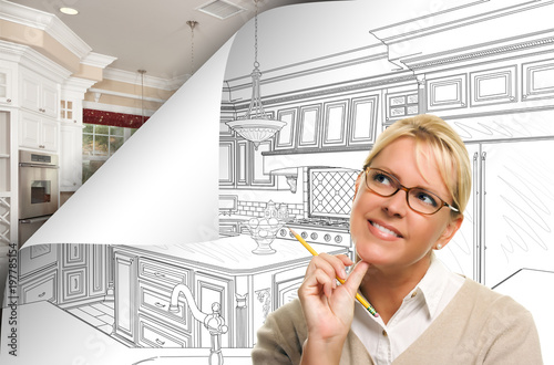 Woman Facing Kitchen Drawin...