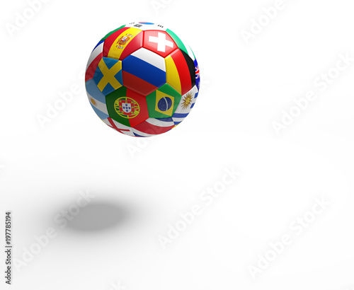 soccer football ball flags 3d rendering