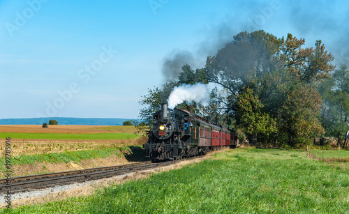 Steam Engine and Passenger Train