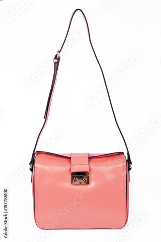 Pink Women's handbag, Ladies bag, Pink female clutch,Pink clutch.Women's bag isolated white background.Bag isolated white background.Clutch isolated white background.