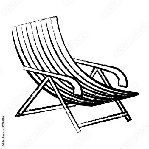 sketch of beach chair icon over white background, vector illustration