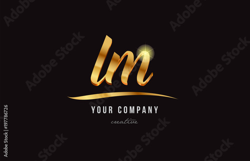gold alphabet letter lm l m logo combination icon design