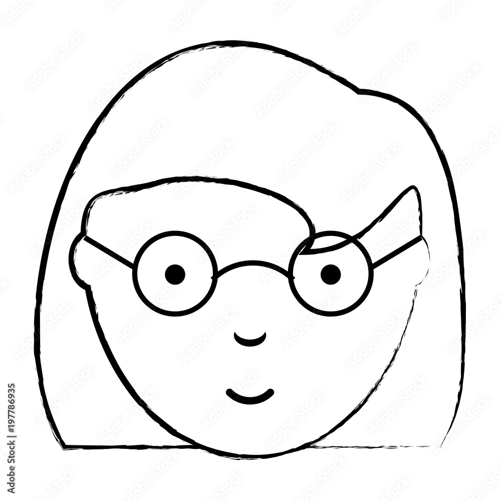 sketch of cartoon woman with glasses icon over white background, vector illustration sketch of cartoon woman with glasses icon over white background, vector illustration