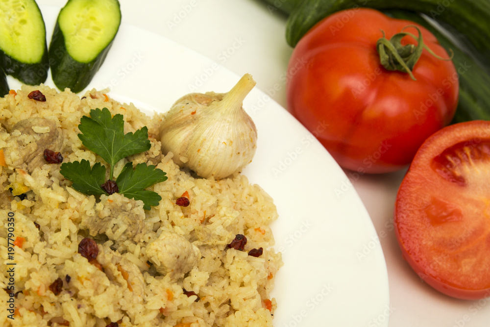 tasty plov rice and meat with vegetables tasty plov rice and meat with vegetables