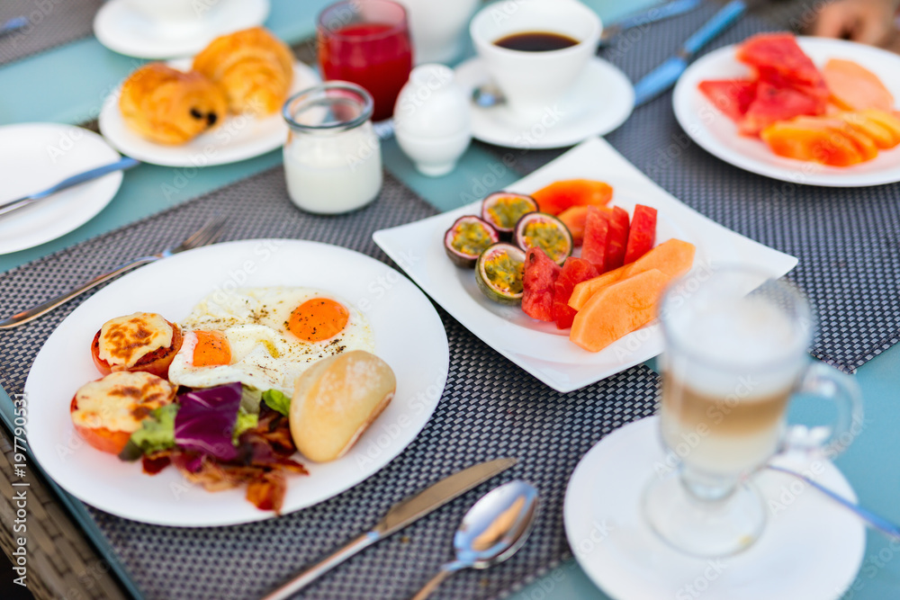 Breakfast with fried eggs Breakfast with fried eggs