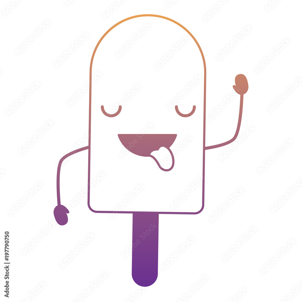 kawaii ice cream bar showing the tongue over white background, colorful design. vector illustration kawaii ice cream bar showing the tongue over white background, colorful design. vector illustration