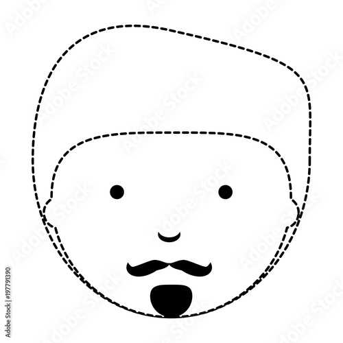 cartoon man with mustache over white background, vector illustration