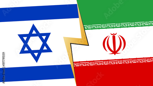 Israel Iran financial, diplomatic crisis concept. vector illustration.