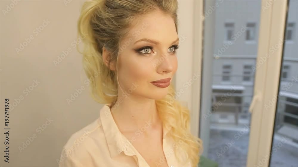 Portrait of a girl with full lips and long blond hair Portrait of a girl with full lips and long blond hair