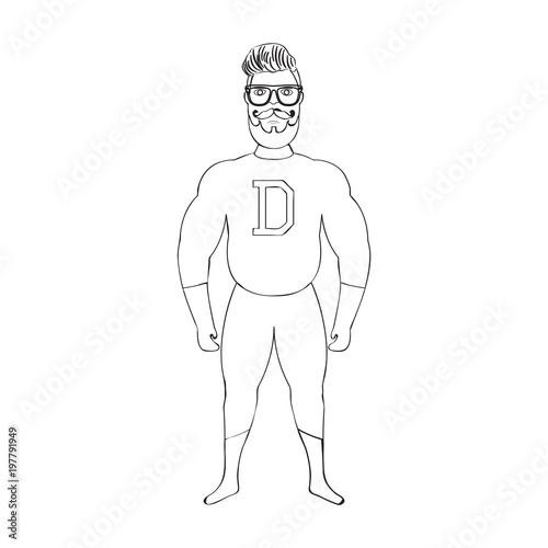 Male superhero cartoon character sketch