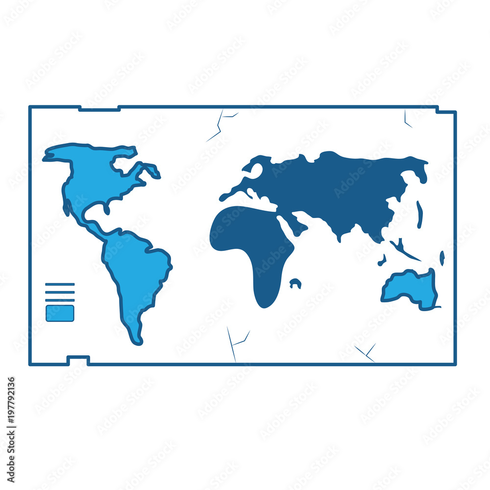 World Map icon over white background, blue shading design. vector illustration World Map icon over white background, blue shading design. vector illustration