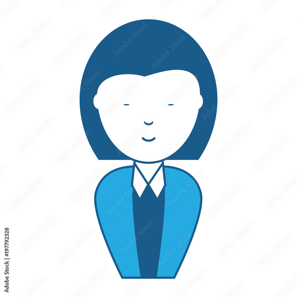 Cartoon businesswoman icon over white background, blue shading design. vector illustration Cartoon businesswoman icon over white background, blue shading design. vector illustration