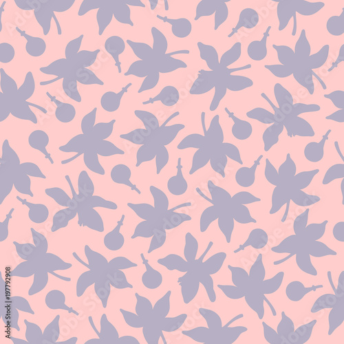 Seamless pattern with lemon flowers. Vector hand drawn graphic illustration.