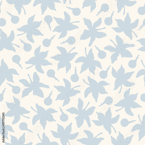 Seamless pattern with lemon flowers. Vector hand drawn graphic illustration.