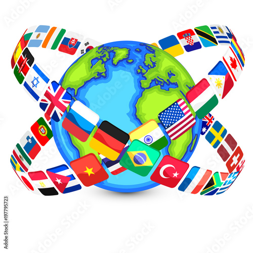 Collection of National Flags Around the Earth