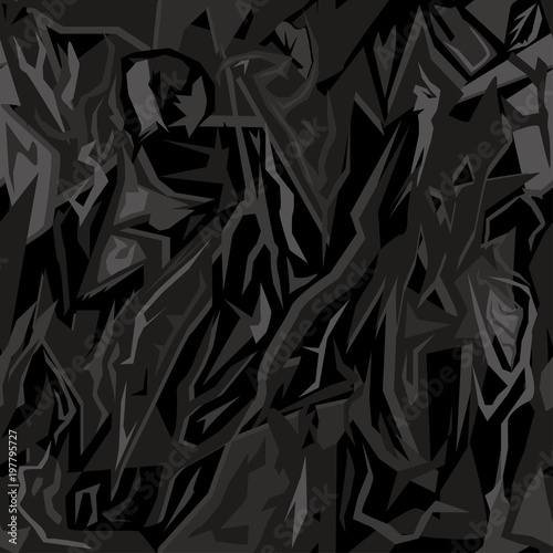 Seamless sharp-angled texture of a night camouflage for a uniform