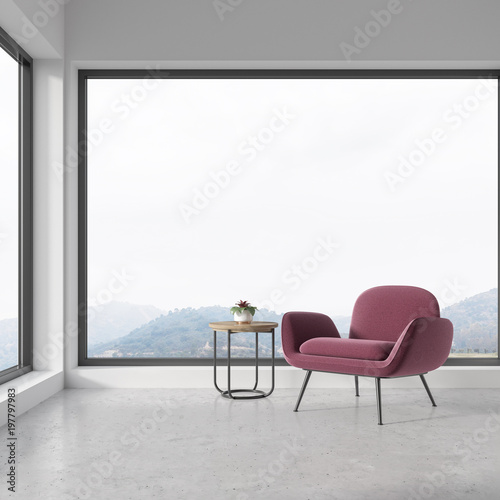 Panoramic living room, pink armchair © ImageFlow