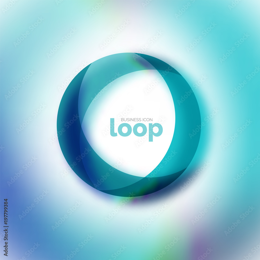 Loop circle business icon, created with glass transparent color shapes